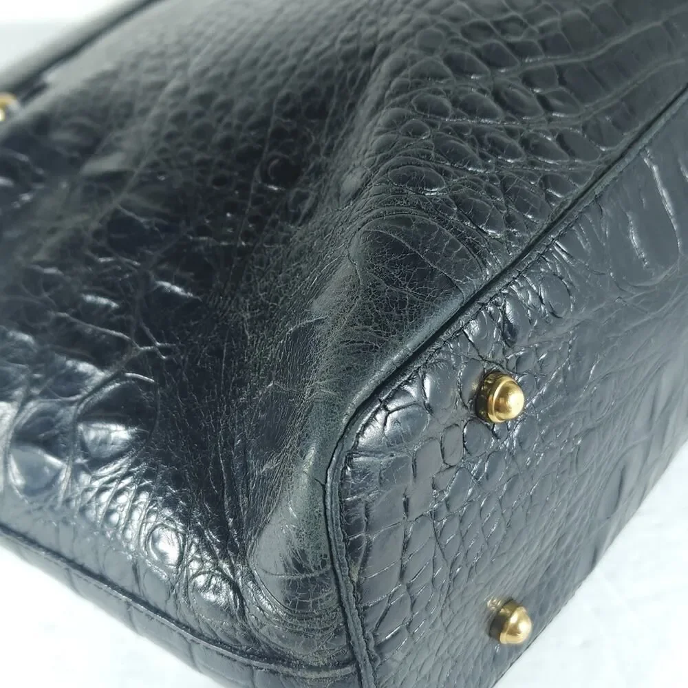 BRAHMIN Asher Medium Black Croc Embossed Melbourne Leather Tote bag